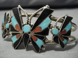 Rare Turquoise Butterfly Vintage Zuni Sterling Silver Native American Bracelet-Nativo Arts