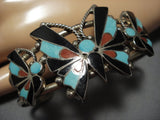 Rare Turquoise Butterfly Vintage Zuni Sterling Silver Native American Bracelet-Nativo Arts