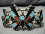 Rare Turquoise Butterfly Vintage Zuni Sterling Silver Native American Bracelet-Nativo Arts
