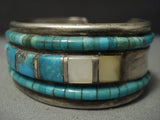 Rare! Turquoise Heishi Vintage Navajo Sterling Native American Jewelry Silver Bracelet-Nativo Arts
