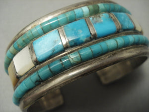 Rare! Turquoise Heishi Vintage Navajo Sterling Native American Jewelry Silver Bracelet-Nativo Arts