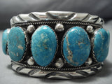 Rare Turquoise!! Vintage Native American Jewelry Navajo Blue Jay Turquoise Sterling Silver Bracelet Old-Nativo Arts