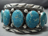Rare Turquoise!! Vintage Native American Jewelry Navajo Blue Jay Turquoise Sterling Silver Bracelet Old-Nativo Arts