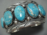 Rare Turquoise!! Vintage Native American Jewelry Navajo Blue Jay Turquoise Sterling Silver Bracelet Old-Nativo Arts