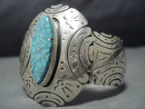 Rare Turquoise!! Vintage Native American Jewelry Navajo Signed Turquoise Sterling Silver Cuff Bracelet-Nativo Arts