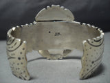 Rare Turquoise!! Vintage Native American Jewelry Navajo Signed Turquoise Sterling Silver Cuff Bracelet-Nativo Arts