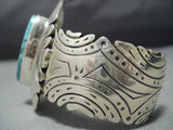 Rare Turquoise!! Vintage Native American Jewelry Navajo Signed Turquoise Sterling Silver Cuff Bracelet-Nativo Arts
