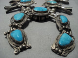 Rare Turquoise Vintage Native American Jewelry Navajo Sterling Silver Squash Blossom Necklace Old-Nativo Arts