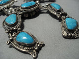 Rare Turquoise Vintage Native American Jewelry Navajo Sterling Silver Squash Blossom Necklace Old-Nativo Arts