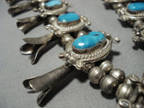 Rare Turquoise Vintage Native American Jewelry Navajo Sterling Silver Squash Blossom Necklace Old-Nativo Arts