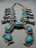 Rare Turquoise Vintage Native American Jewelry Navajo Sterling Silver Squash Blossom Necklace Old-Nativo Arts