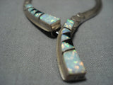 Rare Twirling Opal Vintage Taos Sterling Silver Native American Jewelry Necklace-Nativo Arts
