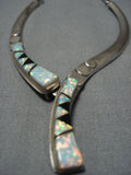 Rare Twirling Opal Vintage Taos Sterling Silver Native American Jewelry Necklace-Nativo Arts