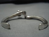 Rare Twisting Vintsage Native American Navajo Coral Sterling Silver Wave Bracelet Old Cuff-Nativo Arts