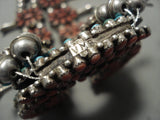 Rare Victor Moses Begay '2 Sided' Coral Turquoise Native American Jewelry Silver Squash Blossom Necklace-Nativo Arts