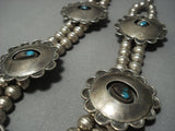 Rare Vintage Bisbee Turquoise Navajo Sterling Native American Jewelry Silver Squash Blossom Necklace Old-Nativo Arts