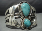 Rare Vintage Heavy Native American Jewelry Navajo Carico Lake Turquoise Sterling Silver Bracelet-Nativo Arts