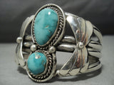 Rare Vintage Heavy Native American Jewelry Navajo Carico Lake Turquoise Sterling Silver Bracelet-Nativo Arts