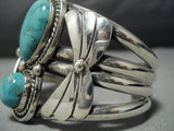 Rare Vintage Heavy Native American Jewelry Navajo Carico Lake Turquoise Sterling Silver Bracelet-Nativo Arts