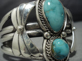 Rare Vintage Heavy Native American Jewelry Navajo Carico Lake Turquoise Sterling Silver Bracelet-Nativo Arts
