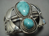 Rare Vintage Heavy Native American Jewelry Navajo Carico Lake Turquoise Sterling Silver Bracelet-Nativo Arts