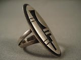 Rare Vintage Hopi Bueford Dawahoya Goemtric Native American Jewelry Silver Ring-Nativo Arts