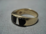 Rare Vintage Hopi Miles Taylor Solid 14k Gold Ring Inlay Native American Jewelry-Nativo Arts