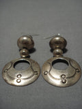 Rare Vintage Hopi Sterling Silver Native American Earrings Old-Nativo Arts