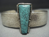 Rare Vintage Hopi Steve Wikviya Larance Sterling Silver Green Turquoise Bracelet-Nativo Arts