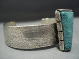 Rare Vintage Hopi Steve Wikviya Larance Sterling Silver Green Turquoise Bracelet-Nativo Arts