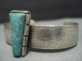 Rare Vintage Hopi Steve Wikviya Larance Sterling Silver Green Turquoise Bracelet-Nativo Arts