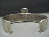 Rare Vintage Hopi Steve Wikviya Larance Sterling Silver Green Turquoise Bracelet-Nativo Arts