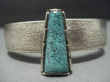Rare Vintage Hopi Steve Wikviya Larance Sterling Silver Green Turquoise Bracelet-Nativo Arts