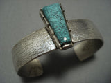 Rare Vintage Hopi Steve Wikviya Larance Sterling Silver Green Turquoise Bracelet-Nativo Arts