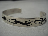 Rare Vintage Native American Hopi Qumawunu Sterling Silver Lizard Bracelet Old-Nativo Arts