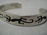 Rare Vintage Native American Hopi Qumawunu Sterling Silver Lizard Bracelet Old-Nativo Arts