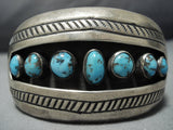 Rare!! Vintage Native American Jewelry Navajo Bisbee Turquoise Sterling Silver Bracelet Old Cuff-Nativo Arts