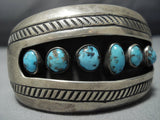 Rare!! Vintage Native American Jewelry Navajo Bisbee Turquoise Sterling Silver Bracelet Old Cuff-Nativo Arts