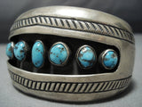 Rare!! Vintage Native American Jewelry Navajo Bisbee Turquoise Sterling Silver Bracelet Old Cuff-Nativo Arts