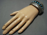 Rare!! Vintage Native American Jewelry Navajo Bisbee Turquoise Sterling Silver Bracelet Old Cuff-Nativo Arts