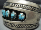 Rare!! Vintage Native American Jewelry Navajo Bisbee Turquoise Sterling Silver Bracelet Old Cuff-Nativo Arts