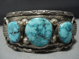 Rare Vintage Native American Jewelry Navajo Carico Lake Turquoise Sterling Silver Bracelet-Nativo Arts