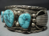 Rare Vintage Native American Jewelry Navajo Carico Lake Turquoise Sterling Silver Bracelet-Nativo Arts