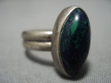 Rare Vintage Native American Jewelry Navajo Domed Azurite Sterling Silver Thick Shank Ring Old-Nativo Arts