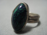 Rare Vintage Native American Jewelry Navajo Domed Azurite Sterling Silver Thick Shank Ring Old-Nativo Arts
