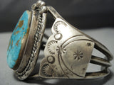 Rare Vintage Native American Jewelry Navajo Easter Blue Turquoise Sterling Silver Bracelet Cuff Old-Nativo Arts
