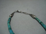 Rare!! Vintage Native American Jewelry Navajo Green Turquoise Heishi Sterling Silver Cross Necklace-Nativo Arts
