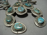 Rare Vintage Native American Jewelry Navajo Green Turquoise Sterling Silver Squash Blossom Necklace Old-Nativo Arts