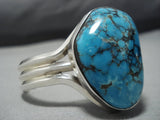 Rare Vintage Native American Jewelry Navajo Jenny Platero Blue Wind Turquoise Sterling Silver Bracelet-Nativo Arts