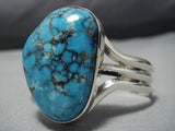 Rare Vintage Native American Jewelry Navajo Jenny Platero Blue Wind Turquoise Sterling Silver Bracelet-Nativo Arts